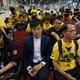 Hong Kong Legislative Council candidate Cheng Chung-tai (C) of Civic Passion waits for results to come through in Hong Kong’s Legislative Council elections, Hong Kong, 5 September 2016.